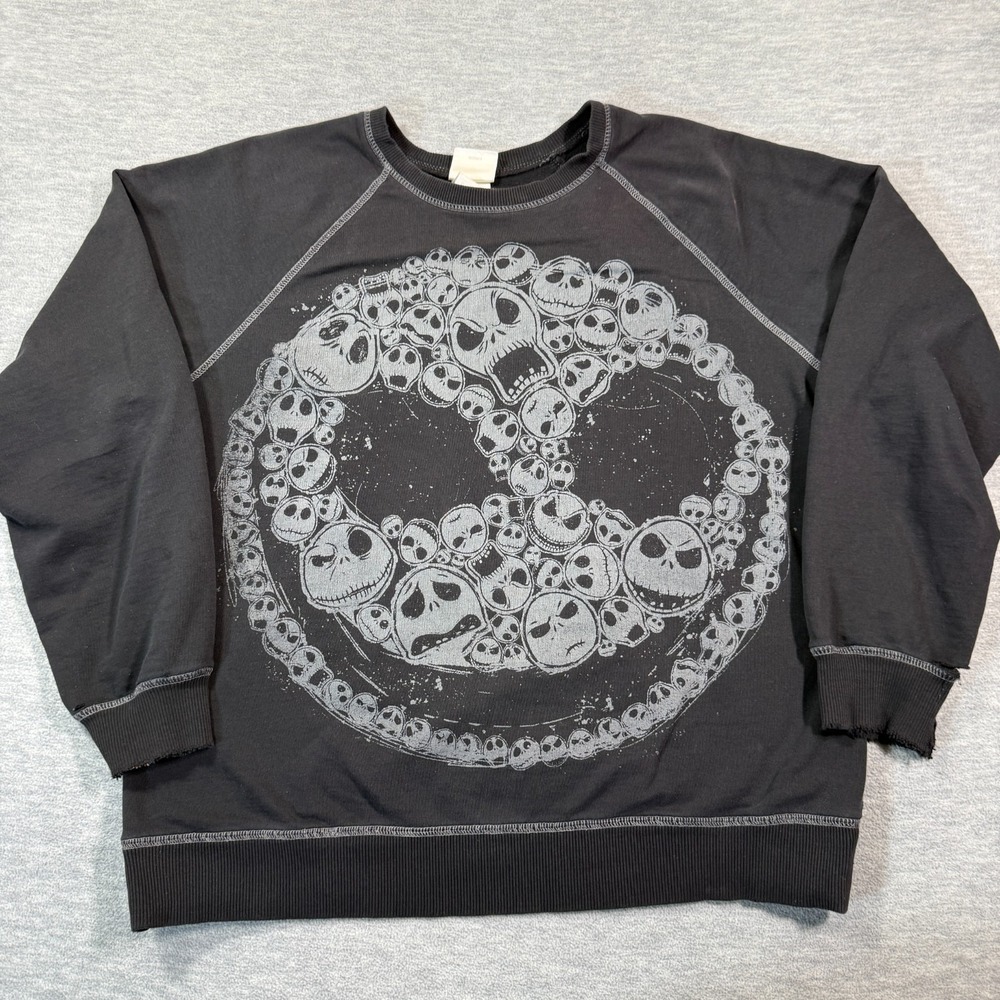 VTG Disney Store Sweatshirt‎ M Black Nightmare Before Christmas Jack Skellington